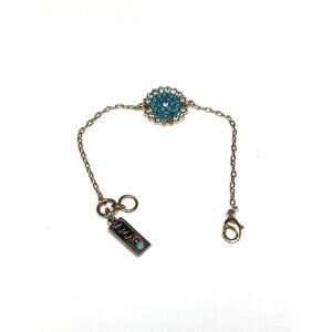 Amaro BURST MEDALLION GODDESS Bracelet Blue Stones Crystals Gold Tone